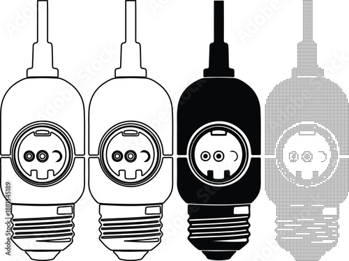 Electric Plugs Illustration Set with Different Colors and Designs Isolated on White Background