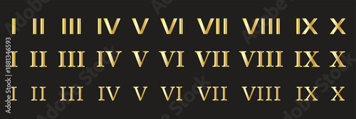 roman numerals isolated on white background. Numbers from one to twelve. Vector illustration. eps 10