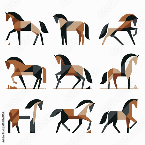 horse-poses-collection-various-actions-vector-set