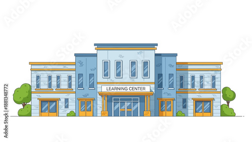 Modern flat design vector illustration of a dedicated learning center facility, symbolizing academic growth, community education, and skill development opportunities