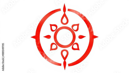 Vector illustration of a red blood drop icon and nautical circle symbol set on a white background for business design