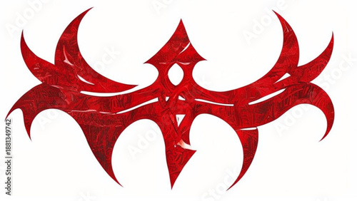 Red devil vector illustration featuring a cartoon silhouette with horns and black flame design elements in a creative red art logo symbol