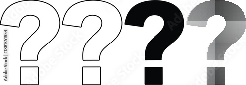 Question Marks in Various Colors and Styles Isolated on White Background