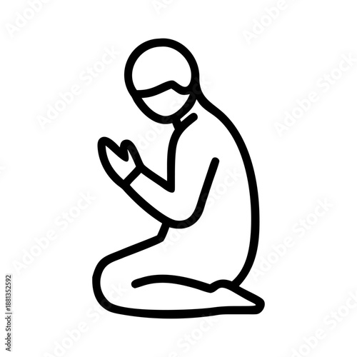 A person praying icon bold outline vector illustration design