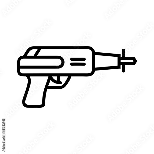 A ray gun icon bold outline vector illustration design