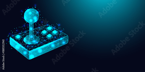 Low poly wireframe joystick controller.