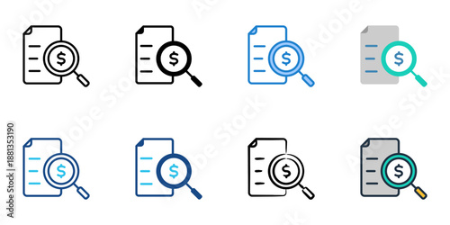 Bid Evaluation icons set multiple style collection. Editable stroke 
