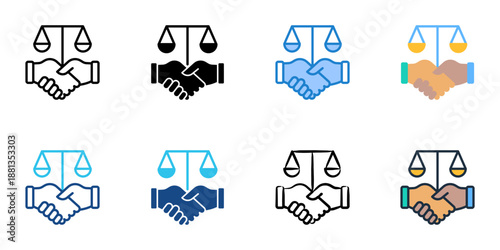 Dispute Resolution icons set multiple style collection. Editable stroke 
