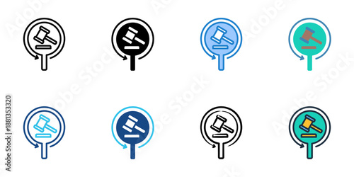 Reverse Auction icons set multiple style collection. Editable stroke 
