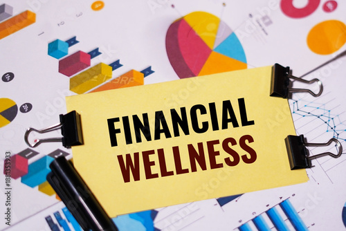 Financial Wellness on Financial Chart Background with Bar and Pie Graph Insights.
