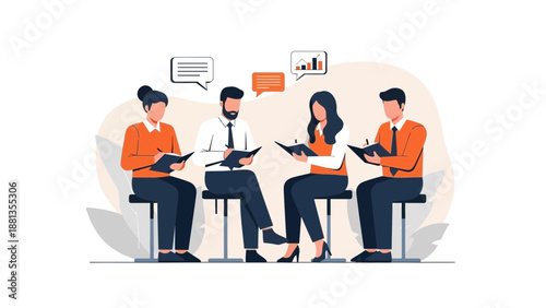 Team Meeting Collaboration Discussion Business People Sitting Circle