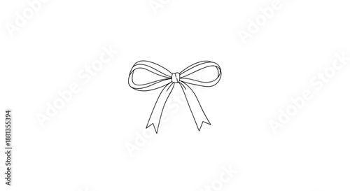 Isolated elegant bow with intricate detail on a white background, featuring a simple back view design in minimalist style