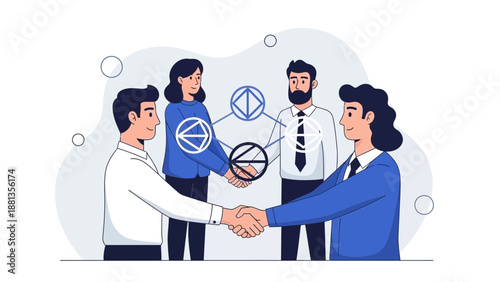 Business Partnership Agreement: Handshake Between Colleagues, Team Collaboration