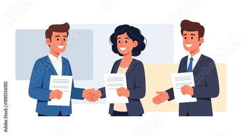 Business Partnership Agreement Handshake Between Colleagues