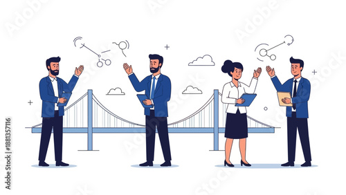 Business Team Collaboration Bridge Strategy Planning