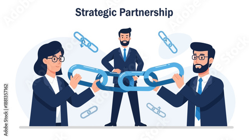 Business Team Connecting Strategic Partnership Links Concept