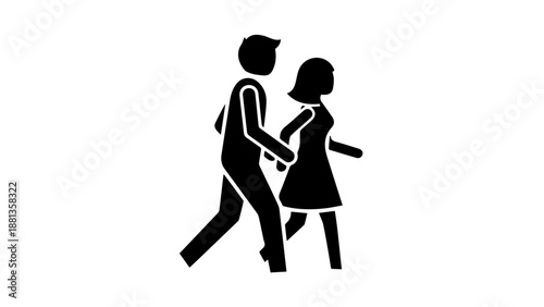 Couple walking hand in hand isolated on white background, Vector