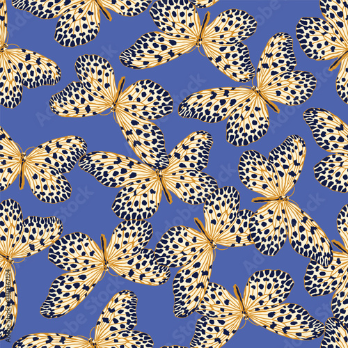yellow butterflies seamless pattern for fashion textile or wallpaper background, insect vector illustration