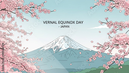 Vernal equinox day in japan mount fuji with cherry blossoms spring landscape traditional holiday seasonal celebration nature travel