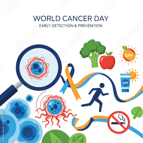 World Cancer Day awareness illustration