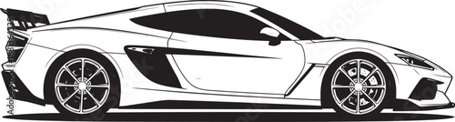 Sleek sports car silhouette side view graphic