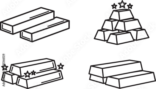 Gold bars stacked and lined up, precious metal investment