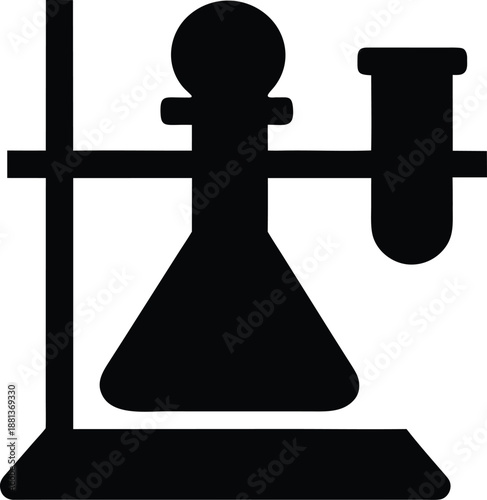 retort stand silhouette vector illustration on transparent background