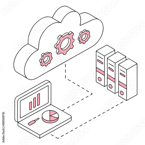 Ai Cloud Service Architecture Illustration  Minima Vector Icon Illustration