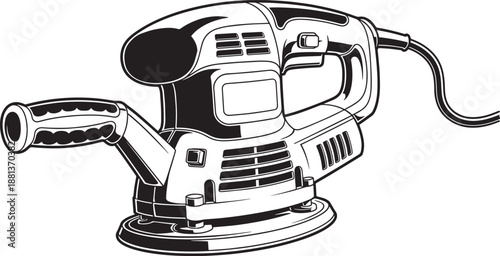 Electric orbital sander power tool vector illustration design