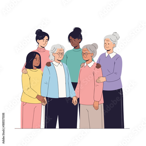 Diverse group of women supporting each other