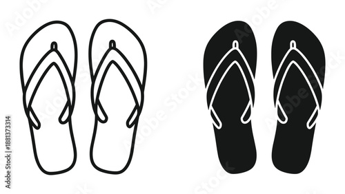 Pair of flip flops in different styles