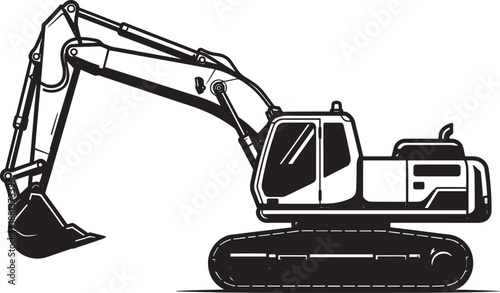 Heavy construction equipment machine vector illustration silhouette profile drawing