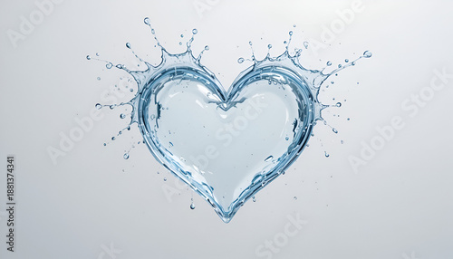 Heart Shape Made of Water Splash on Light Background