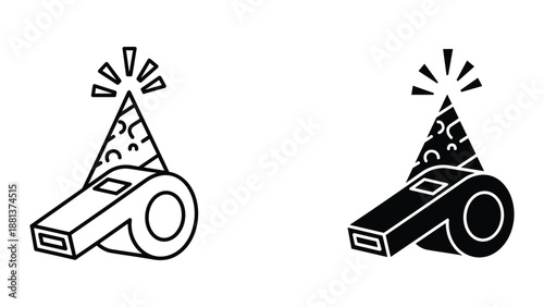 Whistle with party popper illustration