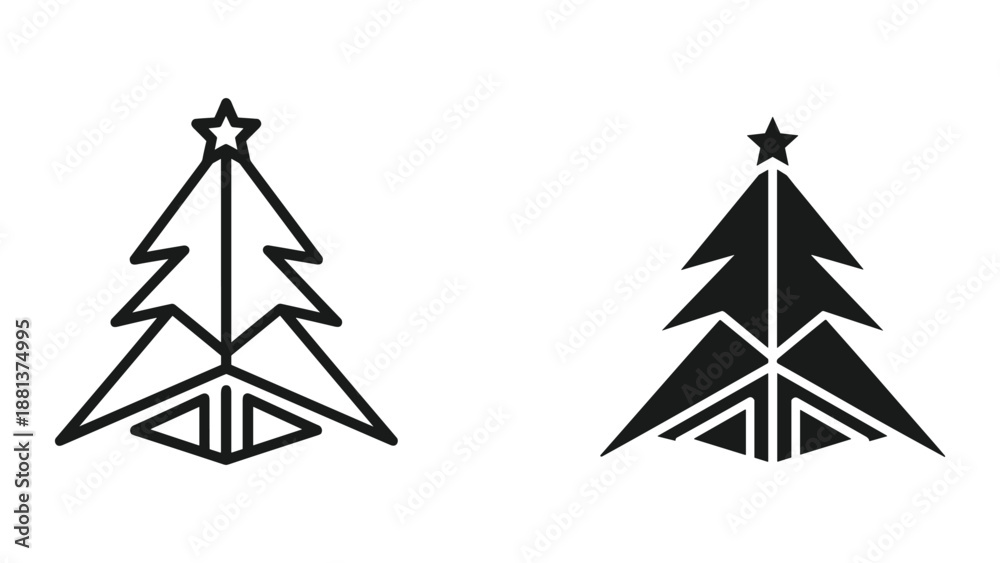 Obraz premium Simple christmas tree logo design