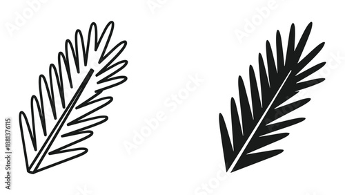 Black and white palm leaf illustration