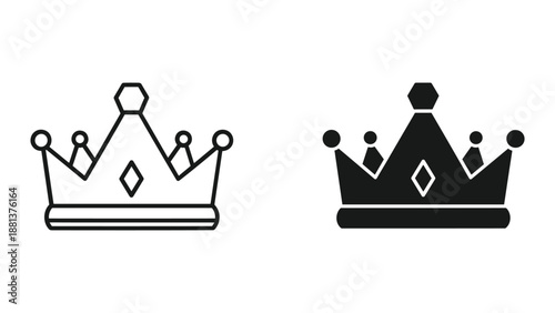 Simple crown icon set