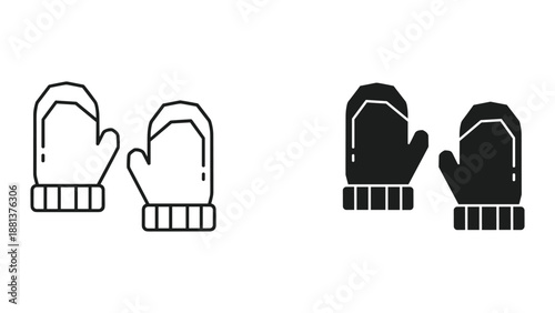 Pair of winter gloves icon in different style
