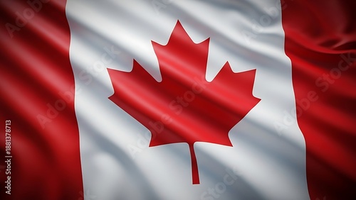 Vibrant close up of the canadian flag with a waving texture representing national pride and identity
