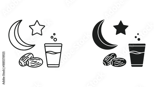 Ramadan fasting concept with dates and water