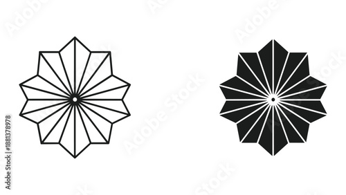 Geometric flower design elements on white background