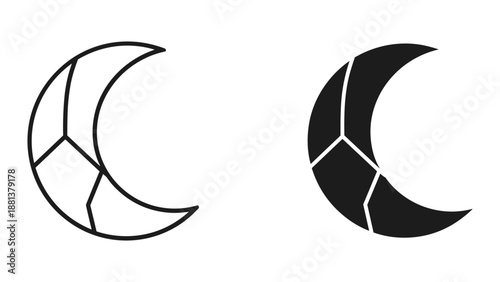Crescent moon symbol in different style