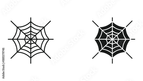 Simple black spider web illustration on white background