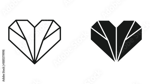 Heart shaped diamond icon set