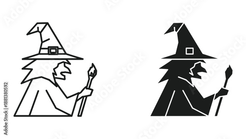Witch with magic wand vector illustration