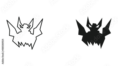 Black and white illustration of a menacing creature