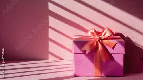 Wallpaper Mural Pink gift box with satin ribbon and on pink satin background for celebrations and special occasions Torontodigital.ca
