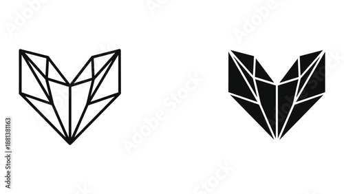 Geometric fox head logo design template