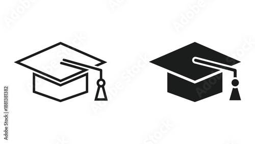 Graduation cap icon set