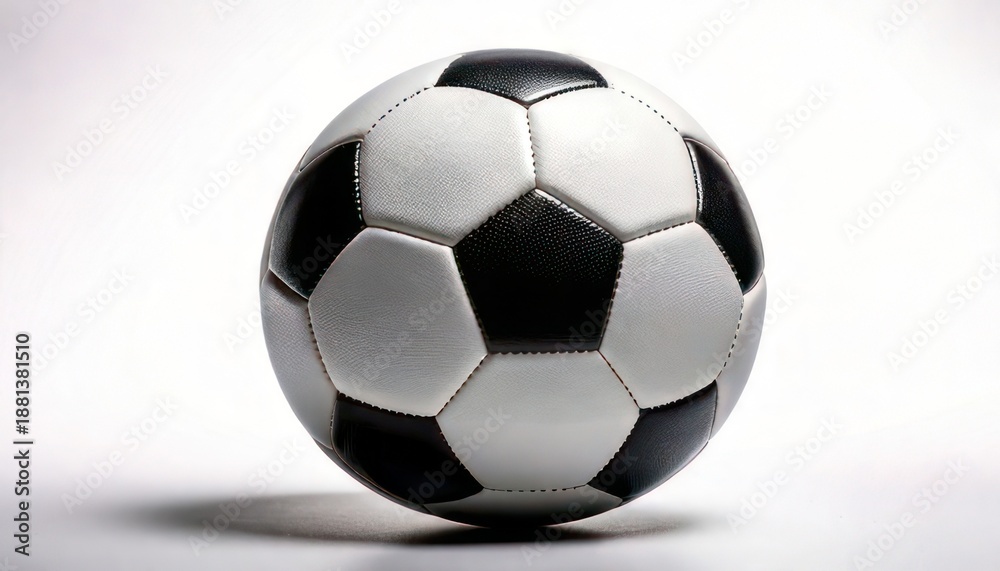 Naklejka premium Classic Black and White Soccer Ball on White Background.
